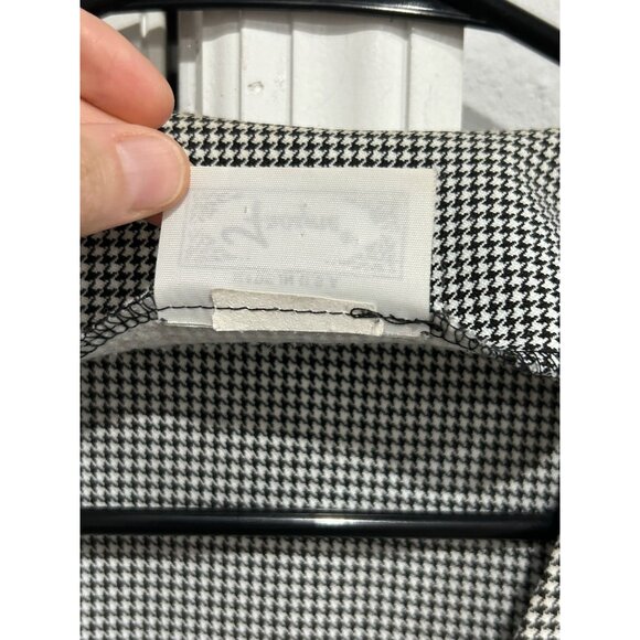Vintage Troyne Houndstooth Pattern Blazer Black White Single Button Size Medium - Picture 6 of 8